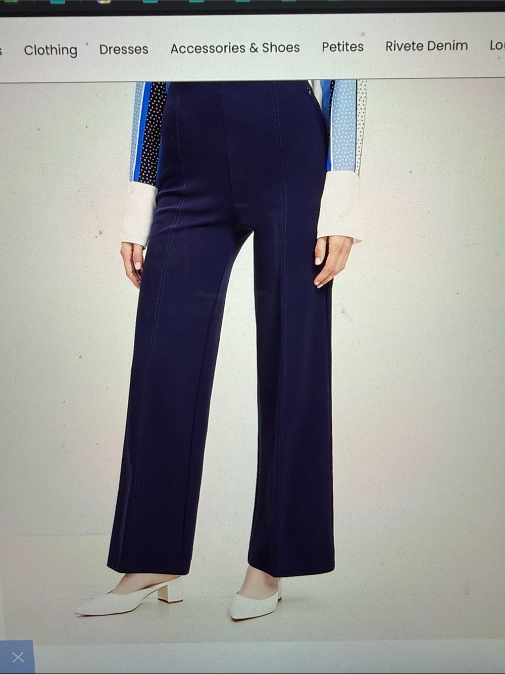 LOFT Wide-Leg Ponte Pants (Two pairs in Navy Blue and Grey) - Picture 2 of 8